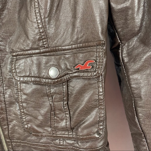 Hollister Womens Size Small Vegan Leather Fleece Lined Jacket - Picture 4 of 10